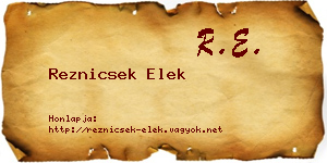 Reznicsek Elek névjegykártya